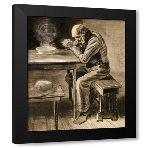 The Prayer Black Modern Wood Framed Art Print with Double Matting by Van Gogh, Vincent