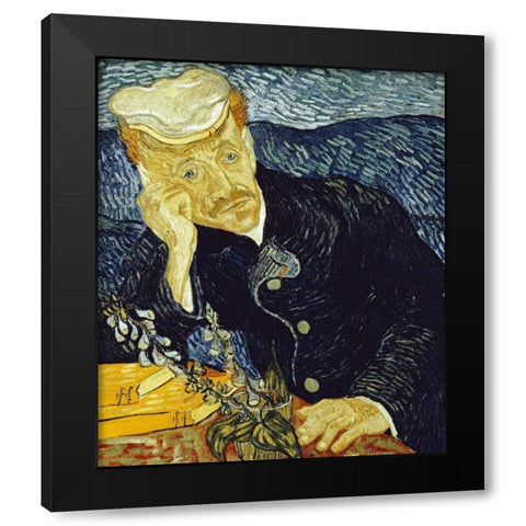 Portrait of Dr. Gachet Black Modern Wood Framed Art Print with Double Matting by Van Gogh, Vincent