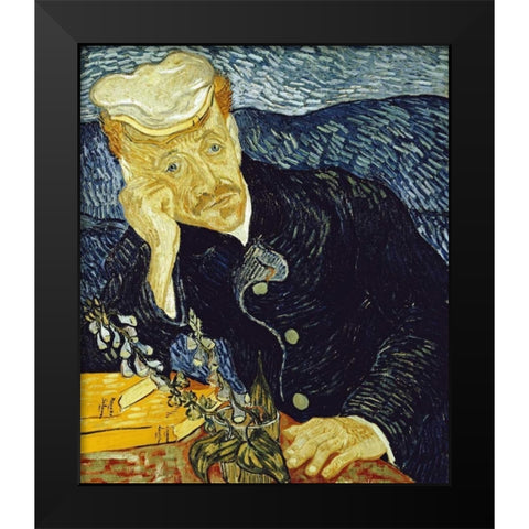 Portrait of Dr. Gachet Black Modern Wood Framed Art Print by Van Gogh, Vincent