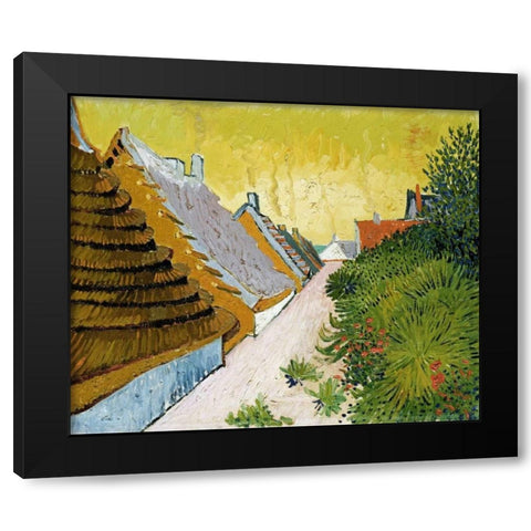 Farmhouses at Saintes-Maries Black Modern Wood Framed Art Print with Double Matting by Van Gogh, Vincent