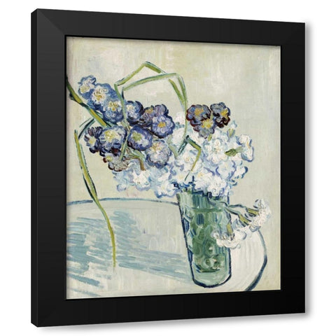 Still Life, Vase of Carnations Black Modern Wood Framed Art Print by Van Gogh, Vincent