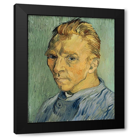 Self Portrait Without Beard Black Modern Wood Framed Art Print with Double Matting by Van Gogh, Vincent