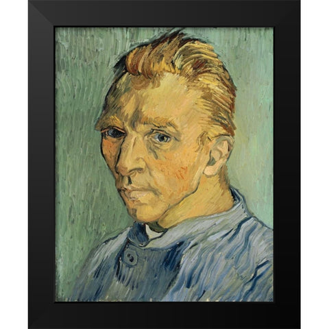 Self Portrait Without Beard Black Modern Wood Framed Art Print by Van Gogh, Vincent