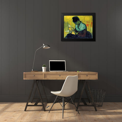 A Novel Reader Black Modern Wood Framed Art Print by Van Gogh, Vincent