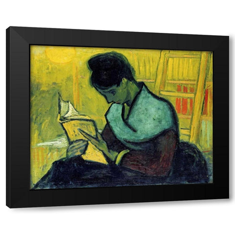 A Novel Reader Black Modern Wood Framed Art Print with Double Matting by Van Gogh, Vincent
