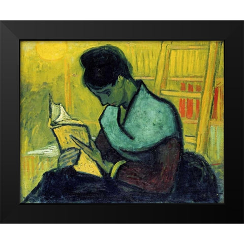 A Novel Reader Black Modern Wood Framed Art Print by Van Gogh, Vincent