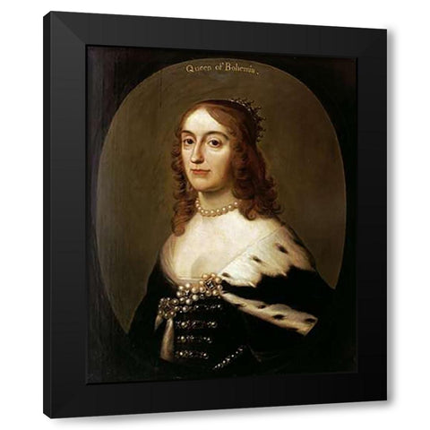 Portrait of Elizabeth, Queen of Bohemia Black Modern Wood Framed Art Print with Double Matting by Van Honthorst, Gerrit