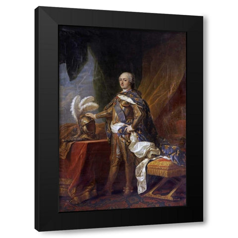 Portrait of King Louis XV of France and Navarre Black Modern Wood Framed Art Print by Van Loo, Charles Andre