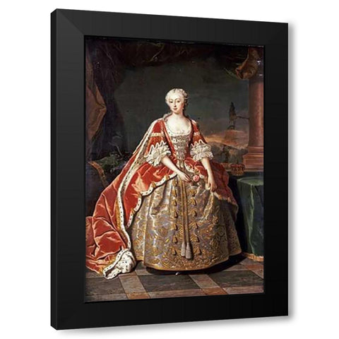 Portrait of Augusta, Princess of Wales Black Modern Wood Framed Art Print with Double Matting by Van Loo, Jean Baptiste