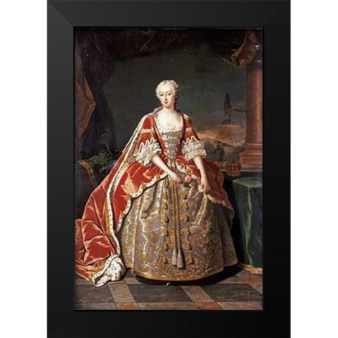 Portrait of Augusta, Princess of Wales Black Modern Wood Framed Art Print by Van Loo, Jean Baptiste