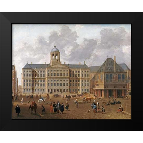 The Town Hall On The Dam, Amsterdam Black Modern Wood Framed Art Print by Van Nickele, Isaac