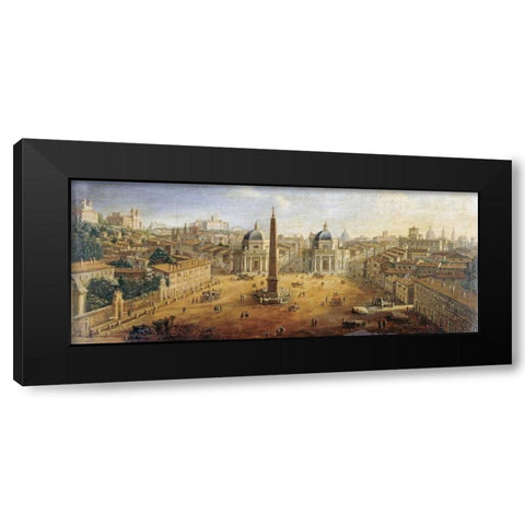 Piazza Del Popolo, Rome Black Modern Wood Framed Art Print with Double Matting by Van Wittel, Gaspar