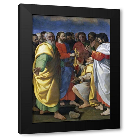 Christs Charge To Saint Peter Black Modern Wood Framed Art Print with Double Matting by Vermiglio, Giuseppe