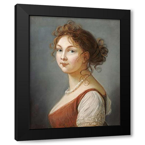 Portrait of Louisa, Queen of Prussia Black Modern Wood Framed Art Print with Double Matting by Le Brun, Elisabeth Vigee