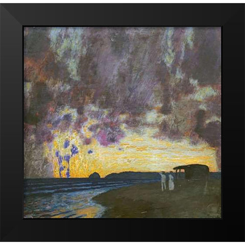 Sunset By The Sea Black Modern Wood Framed Art Print by Von Stuck, Franz