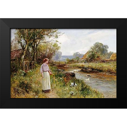 By The River Black Modern Wood Framed Art Print by Walbourn, Ernest