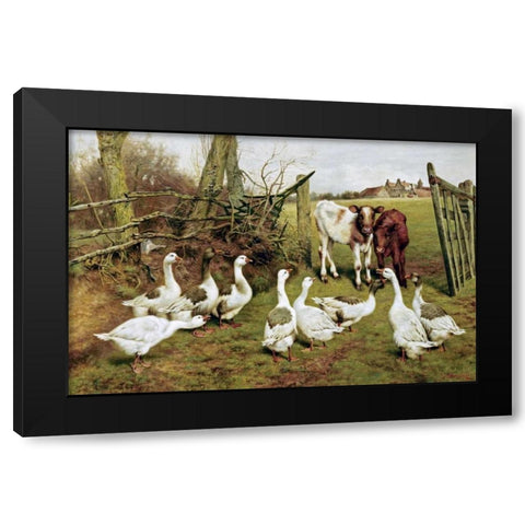 The Disputed Gate Black Modern Wood Framed Art Print by Weekes, Herbert William