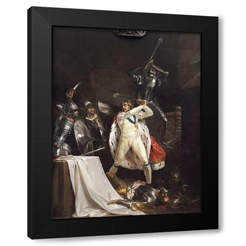 The Death of King Richard II Black Modern Wood Framed Art Print with Double Matting by Wheatley, Francis