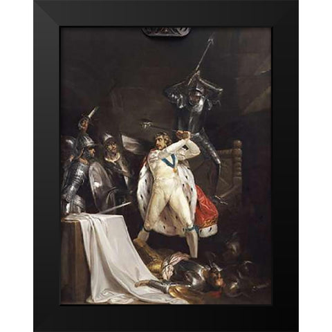The Death of King Richard II Black Modern Wood Framed Art Print by Wheatley, Francis
