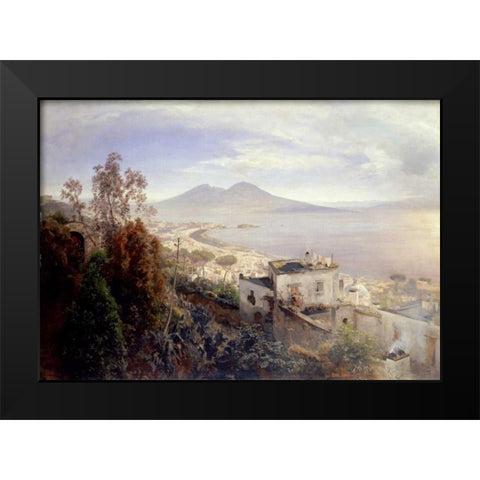 The Bay of Naples Black Modern Wood Framed Art Print by Achenbach, Oswald