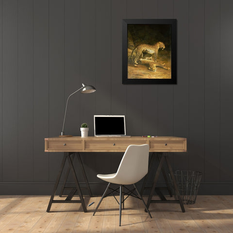 Two Leopards Lying In The Exeter Exchange Black Modern Wood Framed Art Print by Agasse, Jacques-Laurent