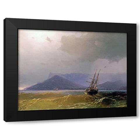 Sailing Off The Crimean Coast Black Modern Wood Framed Art Print by Aivasowsky, Ivan Konstantinovich