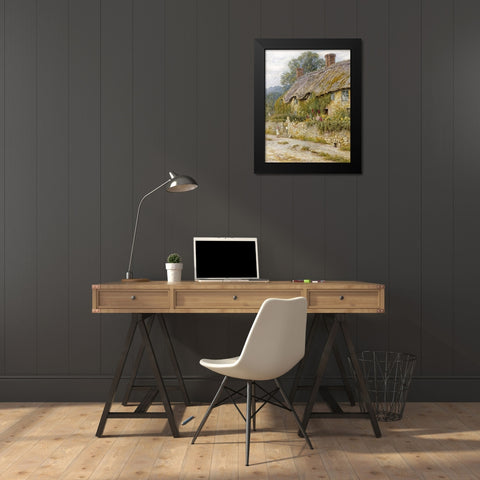 Cottage Near Wells, Somerset Black Modern Wood Framed Art Print by Allingham, Helen