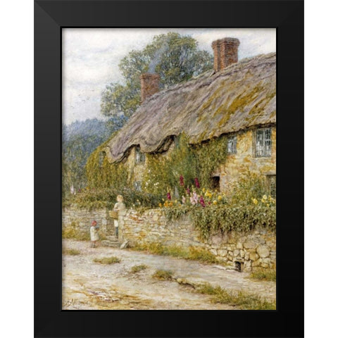 Cottage Near Wells, Somerset Black Modern Wood Framed Art Print by Allingham, Helen
