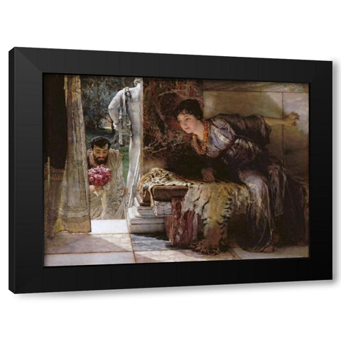 Welcome Footsteps - Well-Known Footsteps Black Modern Wood Framed Art Print with Double Matting by Alma-Tadema, Sir Lawrence
