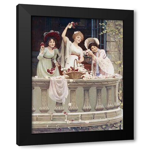 On The Balcony Black Modern Wood Framed Art Print by Altson, Abbey