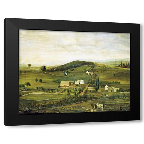 An American Farm: Fall View From The East Black Modern Wood Framed Art Print by American School