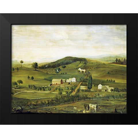 An American Farm: Fall View From The East Black Modern Wood Framed Art Print by American School