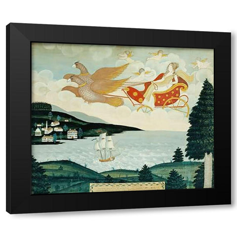 Aurora Black Modern Wood Framed Art Print by American School