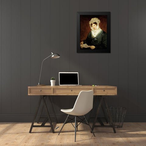 Portrait of a Lady Black Modern Wood Framed Art Print by American School