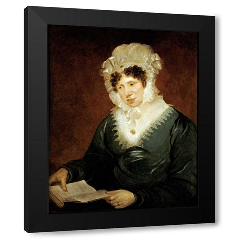 Portrait of a Lady Black Modern Wood Framed Art Print with Double Matting by American School