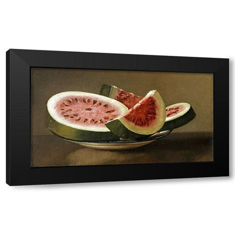 Still Life With Watermelon Black Modern Wood Framed Art Print by American School