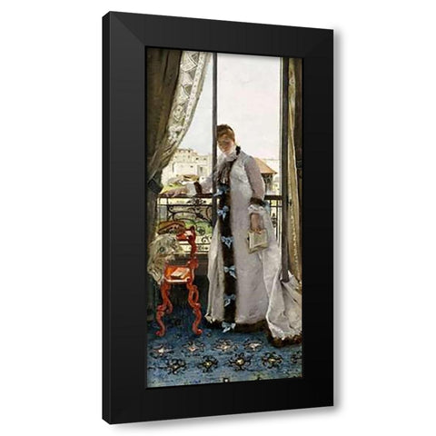 A Reflective Moment Black Modern Wood Framed Art Print with Double Matting by Duez, Ernest Ange