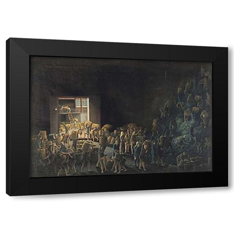 Tea Manufacture in the First Process Black Modern Wood Framed Art Print with Double Matting by Anglo-Chinese School