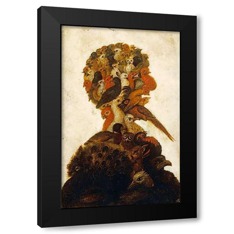 The Four Elements - Air Black Modern Wood Framed Art Print with Double Matting by Arcimboldo, Giuseppe