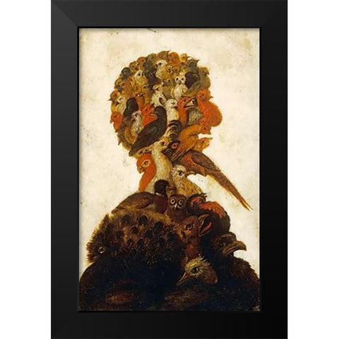 The Four Elements - Air Black Modern Wood Framed Art Print by Arcimboldo, Giuseppe