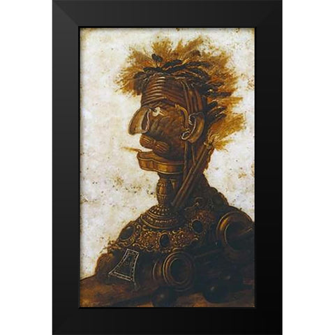 The Four Elements - Fire Black Modern Wood Framed Art Print by Arcimboldo, Giuseppe