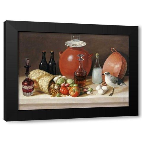 Still Life With a Bird and a Pitcher Black Modern Wood Framed Art Print with Double Matting by Arrieta, Jose Agustin