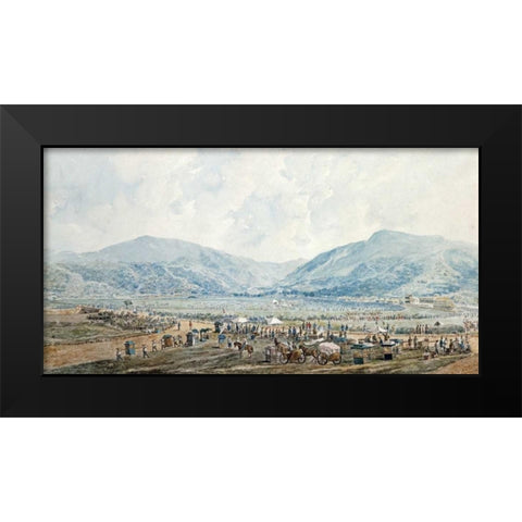 A View of Happy Valley Race Course, Hong Kong Black Modern Wood Framed Art Print by Baptista, Marciano