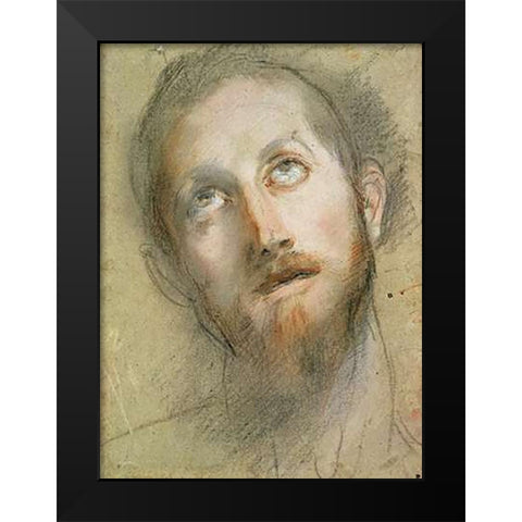 Study For The Head of Museumist Black Modern Wood Framed Art Print by Barocci, Frederico