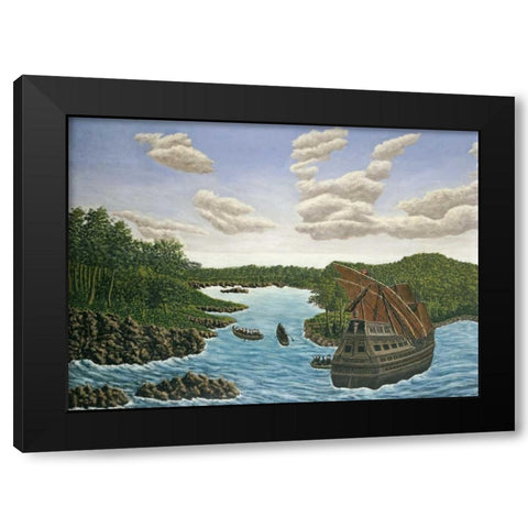 Santa Maria Black Modern Wood Framed Art Print with Double Matting by Bauchant, Andre