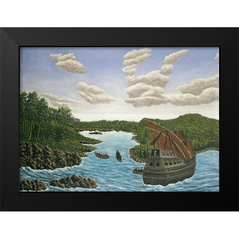 Santa Maria Black Modern Wood Framed Art Print by Bauchant, Andre