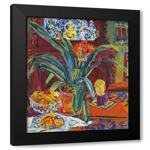 Still Life With a Pot Plant Black Modern Wood Framed Art Print by Bauknecht, Philipp