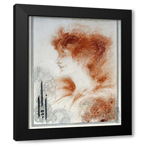 Rejane Black Modern Wood Framed Art Print by Beardsley, Aubrey