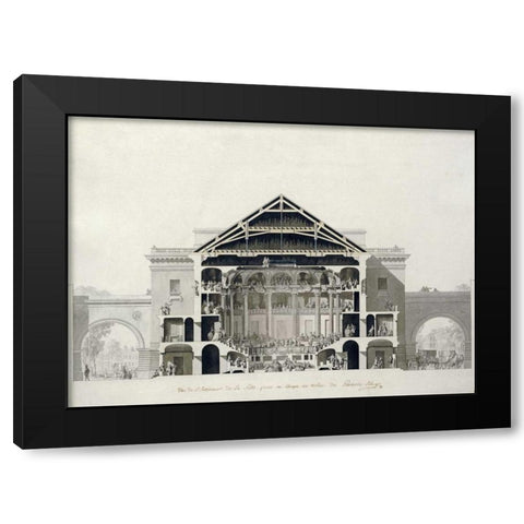 Cross-Section of The Front Section of The Theatre Black Modern Wood Framed Art Print with Double Matting by Belanger, Francois-Joseph