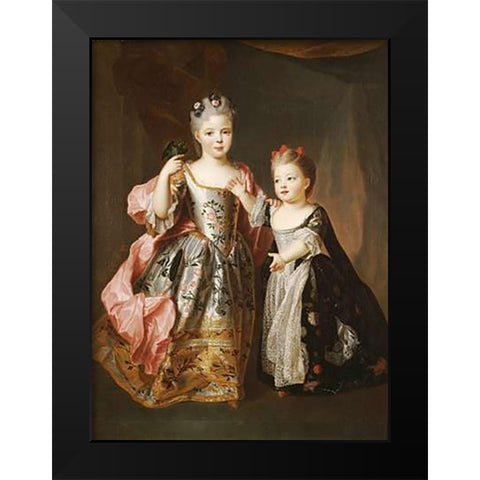 Portrait of Two Young Girls Black Modern Wood Framed Art Print by Belle, Alexis-Simon